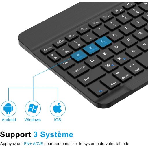 Tastatură Bluetooth JADEMALL pentru iPad Pro, Samsung, Lenovo Tabletă - Portabilă, Neagră