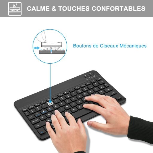 Tastatură Bluetooth JADEMALL pentru iPad Pro, Samsung, Lenovo Tabletă - Portabilă, Neagră
