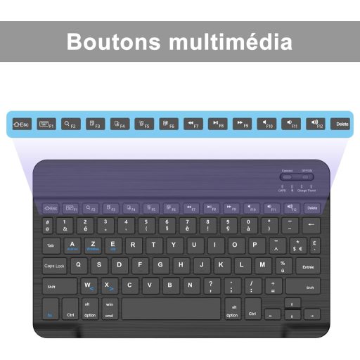 Tastatură Bluetooth JADEMALL pentru iPad Pro, Samsung, Lenovo Tabletă - Portabilă, Neagră