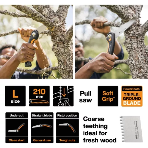 Fiskars Plus Összecsukható Fűrész 21cm Vastagabb Ágakhoz Fekete/Narancs - saw (20 cm blade)