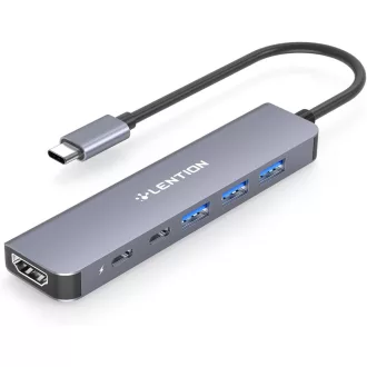   LENTION 6-v-1 USB-C Hub 4K HDMI Adaptér s 100W PD Nabíjaním, Kompatibilný s MacBook Pro/Air, iPhone 16/15, s Konektorom Thunderbolt 3/4