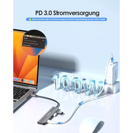 LENTION 6-v-1 USB-C Hub 4K HDMI Adaptér s 100W PD Nabíjaním, Kompatibilný s MacBook Pro/Air, iPhone 16/15, s Konektorom Thunderbolt 3/4