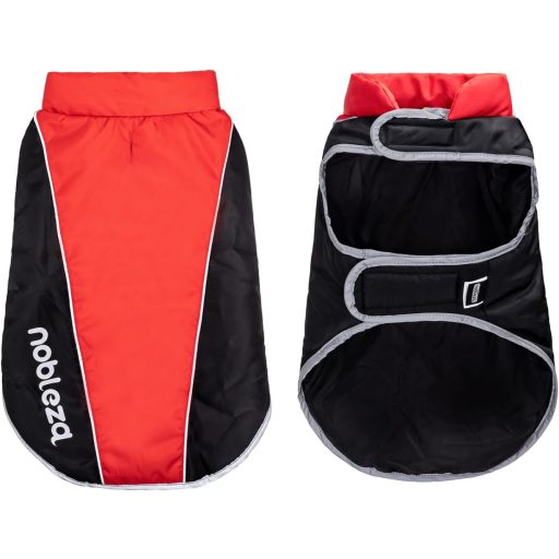 Nobleza Zimný kabát pre psov, vodeodolný, vetruvzdorný, reflexný, XXL, červený