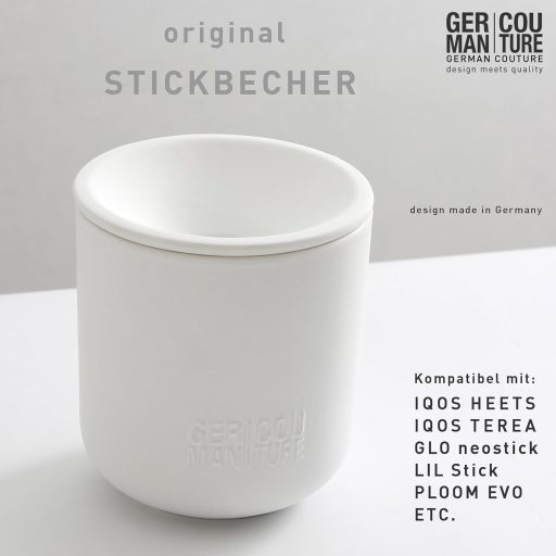 GC German Couture Kerámia Hamutál IQOS Iluma, Terea, Heets, Glo Hyper, Ploom Dohányrúdhoz - Fehér Kerek Fedeles Tartó Otthonra és Irodába
