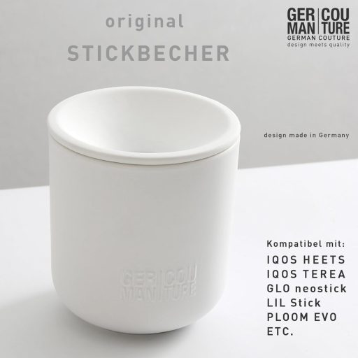 GC German Couture Kerámia Hamutál IQOS Iluma, Terea, Heets, Glo Hyper, Ploom Dohányrúdhoz - Fehér Kerek Fedeles Tartó Otthonra és Irodába