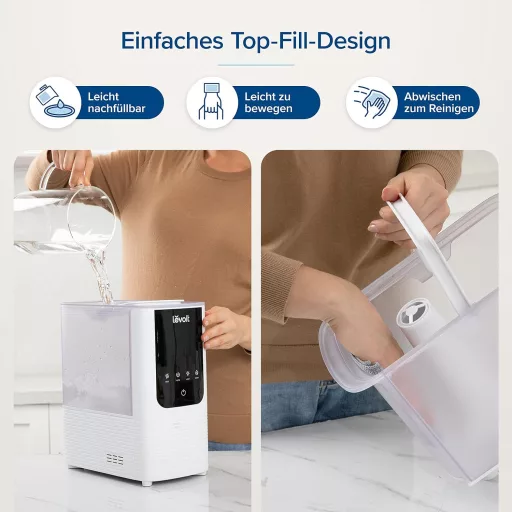 Levoit okos párásító nagy szobákhoz, felülről tölthető, meleg és hideg pára, 550 ml/h, 40 m², csendes