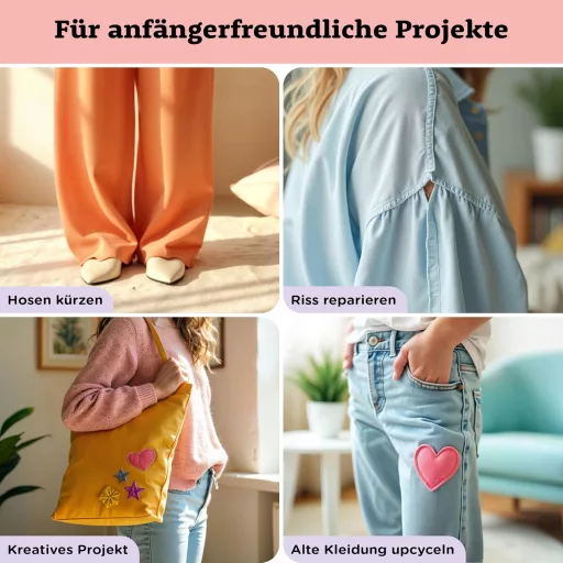 Crafts&Co Varrógép Kezdőknek LED Világítással és Lábpedállal | 12 Öltésminta | Mini Varrógép Overlock Funkcióval | Fehér