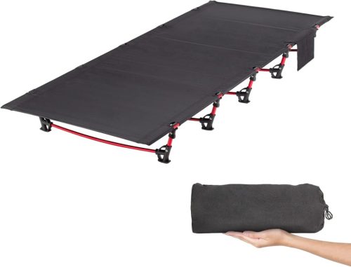 Leogreen Ultrakönnyű Összecsukható Kempingágy - 192x70 cm, 2,5 kg, 150 kg Teherbírás, Oxford Szövet, Alumínium Váz, Túrázáshoz, Fekete