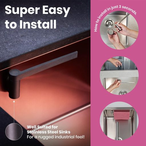 Mágneses konyharuha tartó mosogatóhoz - erős acél konyhai megoldás, Ezüst színű