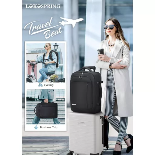 Lekespring Kézipoggyász Hátizsák 40x20x25 cm Ryanair Méretű, 6 Rendszerező Kockával, Utazó Táska Repülőre, Üzleti Útra és Hétvégi Kirándulás