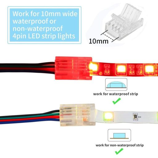 Set conectori bandă LED BZONE cu 4 pini, 10 buc., pentru benzi 5050 RGB