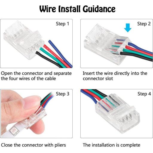 Set conectori bandă LED BZONE cu 4 pini, 10 buc., pentru benzi 5050 RGB