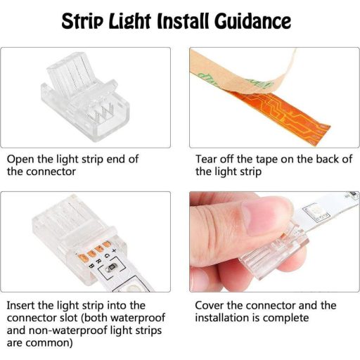 Set conectori bandă LED BZONE cu 4 pini, 10 buc., pentru benzi 5050 RGB