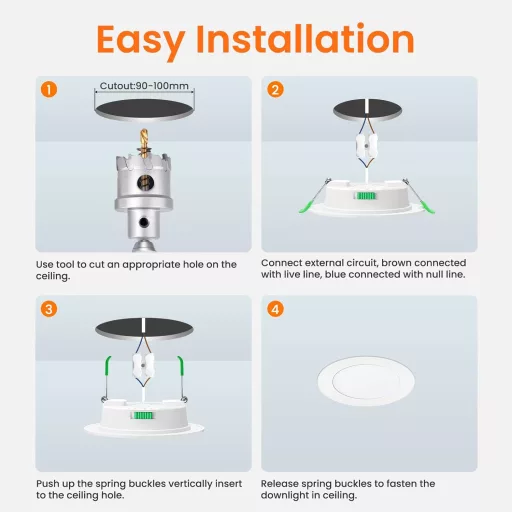 ALUSSO 7W LED Ugradbena Spot Svjetiljka s Funkcijom Prigušivanja, 3 Temperature Boje, IP44 Kupaonica Kuhinja