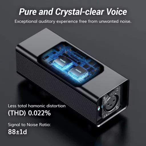 TONOR TA20 XLR Mikrofónový predzosilňovač - pre dynamické mikrofóny, 20dB zosilnenie, kompatibilný s SM7B, kovové telo, pre podcastové a streamovacie nahrávky