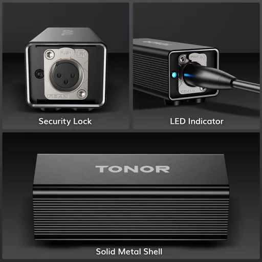 TONOR TA20 XLR Mikrofónový predzosilňovač - pre dynamické mikrofóny, 20dB zosilnenie, kompatibilný s SM7B, kovové telo, pre podcastové a streamovacie nahrávky