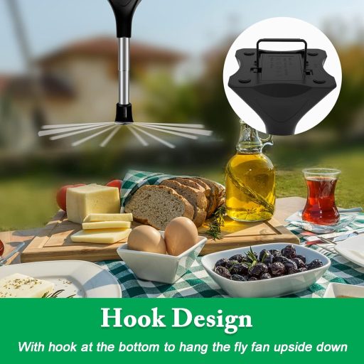 PTHTECHUS Set de 4 ventilatoare anti-insecte - Dispozitiv de alungat muște și țânțari fără substanțe chimice pentru protecția alimentelor la mesele în aer liber