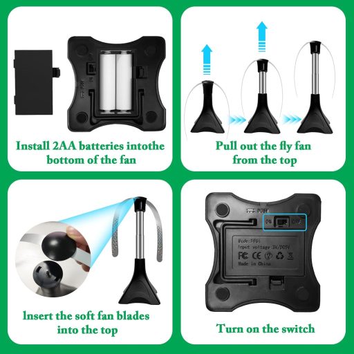 PTHTECHUS Set ventilatora za zaštitu od insekata 4 kom - Zaštita hrane od muha i komaraca bez kemikalija za objedovanje na otvorenom