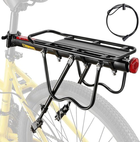 West Biking Alumínium Kerékpár Csomagtartó - Univerzális Hátsó Tartó 50kg Teherbírással, 24-29" Kerekekhez, MTB, Országúti és Fat Bike Kompa
