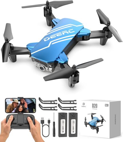 DEERC D20 Detský dron s 720P kamerou, Ovládanie mobilným telefónom, Udržiavanie výšky, Bezhlavý režim, Funkcia 3D premetov, Kvadrkoptéra odporúčaná pre začiatočníkov