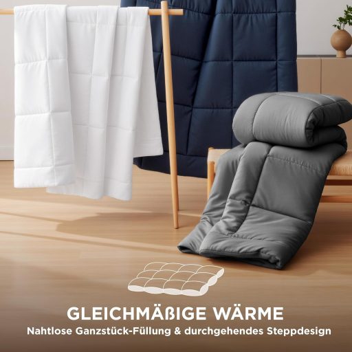 Celoročná prikrývka BEDSURE 155x220 cm, Oeko-TEX, 300 gsm, sivá, antialergická