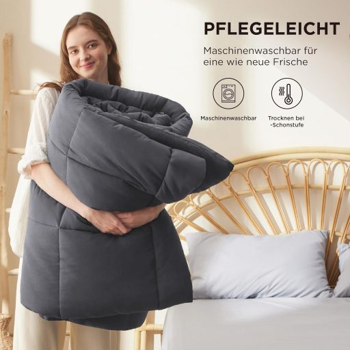 BEDSURE Egész éves paplan 155x220 cm, Oeko-TEX, 300 gsm, szürke, allergia barát