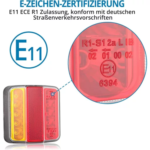 AUTOUTLET Sada zadných svetiel na príves 18 LED, 7,5m kábel, 7-pólový konektor, E11