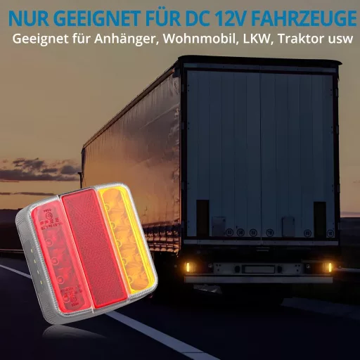 AUTOUTLET Utánfutó hátsó lámpa szett 18 LED, 7.5m kábel, 7 pólusú csatlakozó, E11