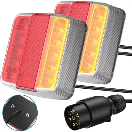 AUTOUTLET Utánfutó hátsó lámpa szett 18 LED, 7.5m kábel, 7 pólusú csatlakozó, E11