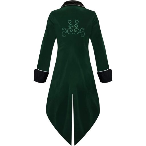 Pánsky steampunkový gotický kabát Jakloz, zelený, veľkosť M – stredoveký viktoriánsky kostým na cosplay