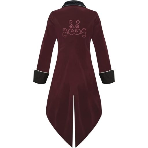 jakloz Férfi Gótikus Steampunk Kabát Piros S - Viktoriánus Jelmez Cosplay