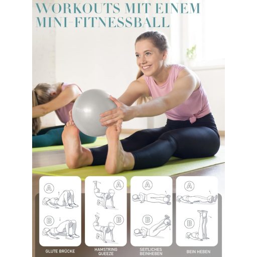 PhysKcal 65cm szürke torna labda + 23cm pilates labda szett, anti-burst, csúszásmentes egyensúly labda