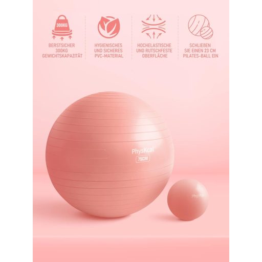 PhysKcal Torna és Pilates Labda Szett, Pattanásbiztos Egyensúly Labda Jóga Otthonhoz