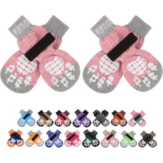   PUPTECK 2 para dvostrane protuklizne pseće čarape s podesivim remenima, za unutarnju upotrebu.