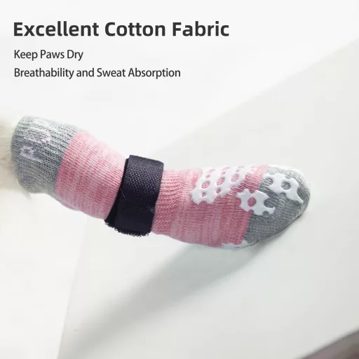 PUPTECK 2 perechi de șosete antiderapante pentru câini, cu două fețe și bretele ajustabile, pentru interior.