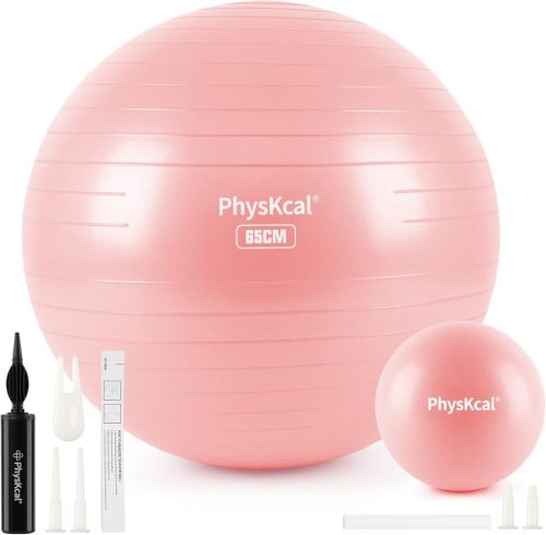 PhysKcal Fitness Labda Szett - 55 cm Tornalabda és 23 cm Pilates Labda, Csúszásmentes Ülőlabda, Egyensúlyozó Labda Jógához, Otthoni Edzéshez
