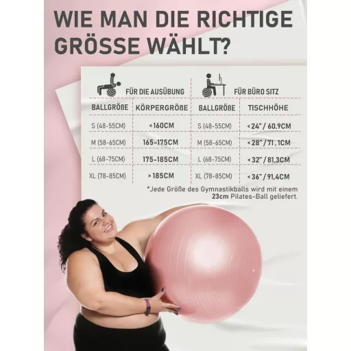 PhysKcal Fitness Labda Szett - 55 cm Tornalabda és 23 cm Pilates Labda, Csúszásmentes Ülőlabda, Egyensúlyozó Labda Jógához, Otthoni Edzéshez