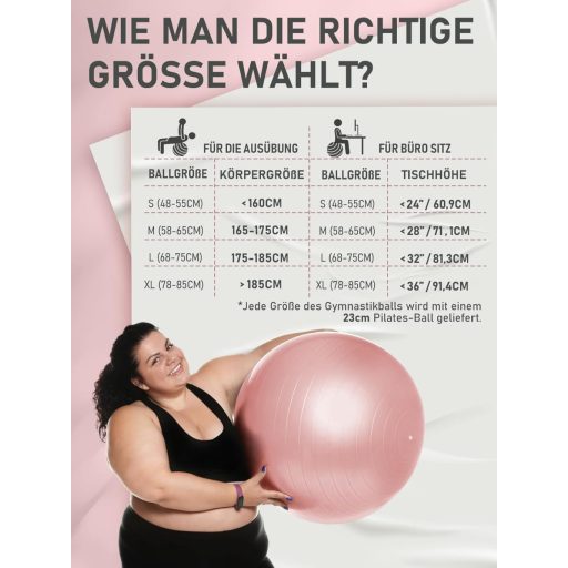 PhysKcal Fitness Set Loptičiek - 55 cm Fitlopta a 23 cm Pilates Lopta, Protišmyková Lopta na Sedenie, Balančná Lopta na Jogu, na Domáce Cvičenie