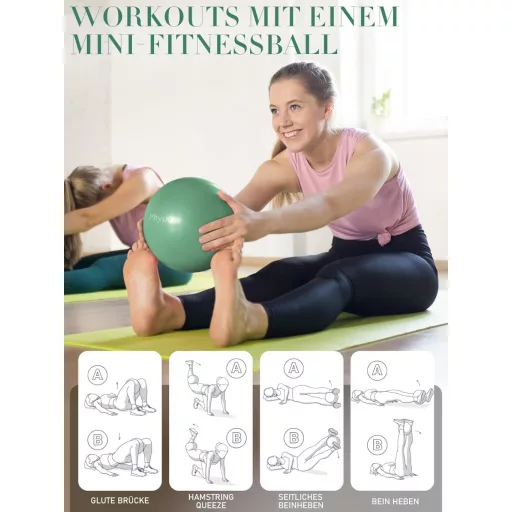 PhysKcal Fitness Labda Szett - 55 cm Tornalabda és 23 cm Pilates Labda, Csúszásgátló Ülőlabda, Egyensúlyozó Labda Jógához, Otthoni Edzéshez,