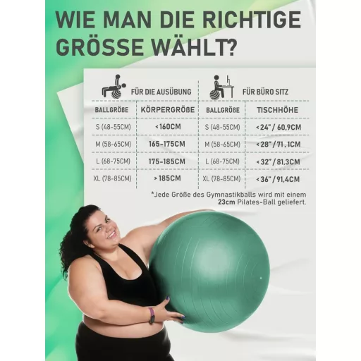 PhysKcal Fitness Labda Szett - 55 cm Tornalabda és 23 cm Pilates Labda, Csúszásgátló Ülőlabda, Egyensúlyozó Labda Jógához, Otthoni Edzéshez,