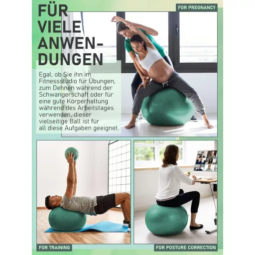 Set Minge Fitness PhysKcal - Minge Gimnastică 55 cm și Minge Pilates 23 cm, Minge Antiderapantă pentru Șezut, Minge de Echilibru pentru Yoga, Antrenament Acasă,