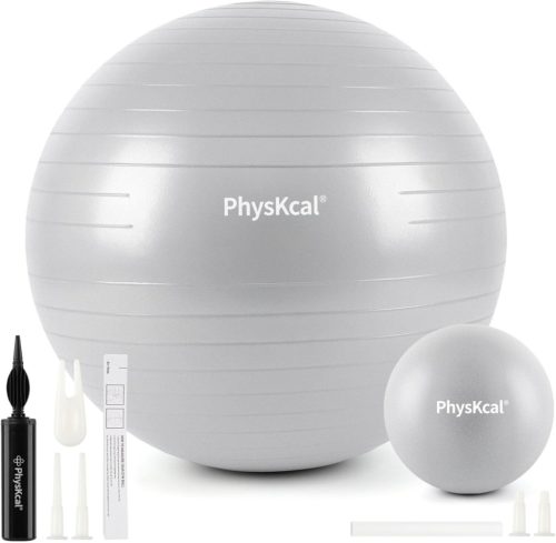 Set Minge Fitness Verde Pin PhysKcal - Minge Gimnastică 55 cm și Minge Pilates 23 cm, Minge Antiderapantă pentru Exerciții Acasă, Birou și Yoga
