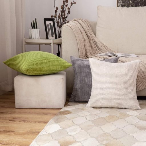 MIULEE 2 db Kordbársony Párnahuzat 60x60 cm Krémfehér Kanapéhoz