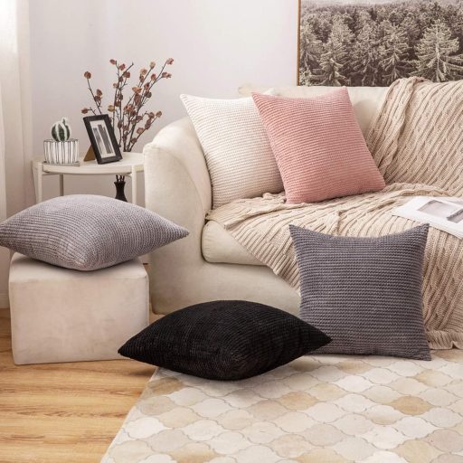 MIULEE 2 db Kordbársony Párnahuzat 60x60 cm Krémfehér Kanapéhoz