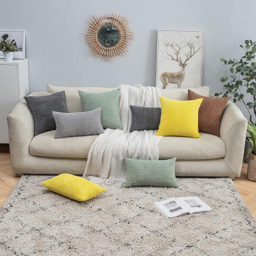 MIULEE 2 db Kordbársony Párnahuzat 60x60 cm Krémfehér Kanapéhoz