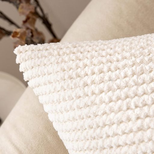 MIULEE 2 ks menčestrových obliečok na vankúš 60x60 cm krémovobiele na pohovku