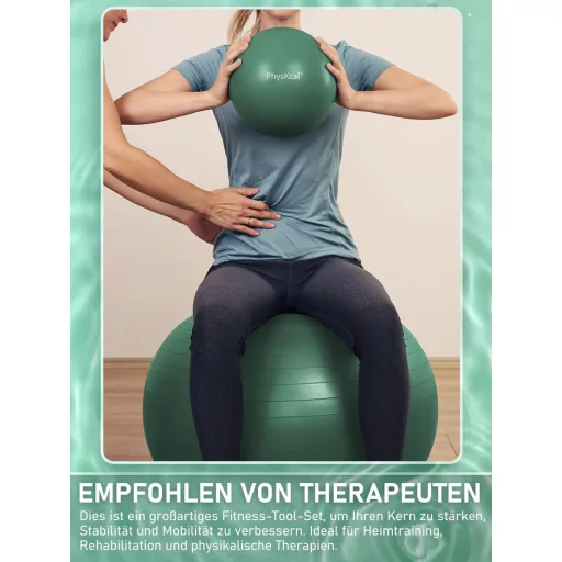PhysKcal Fitness labda és Pilates labda szett 48-55 cm csúszásmentes ülőlabda jóga tornához irodába világoskék PVC edzőlabda
