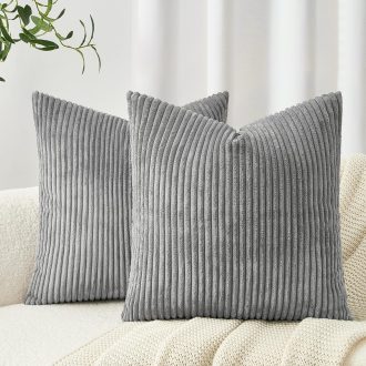   Topfinel Párnahuzat 50x50 cm Szürke Kordbársony Csíkos Minta 2 db