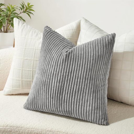 Topfinel Párnahuzat 50x50 cm Szürke Kordbársony Csíkos Minta 2 db