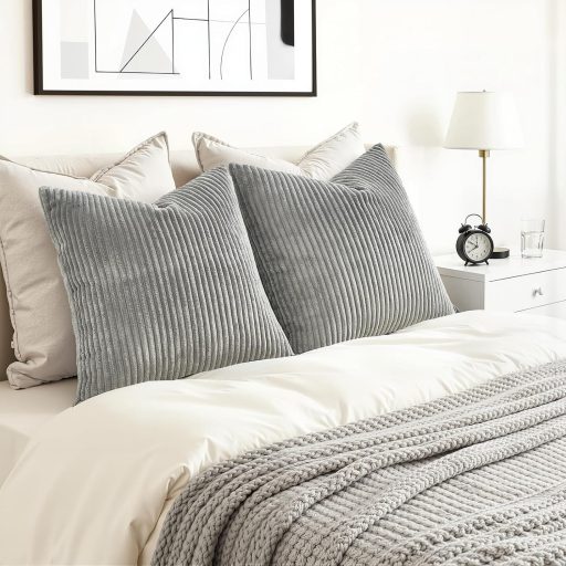 Topfinel Párnahuzat 50x50 cm Szürke Kordbársony Csíkos Minta 2 db